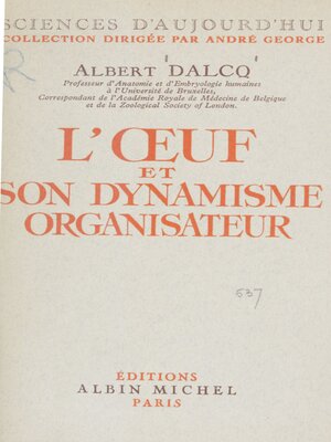 cover image of L'œuf et son dynamisme organisateur